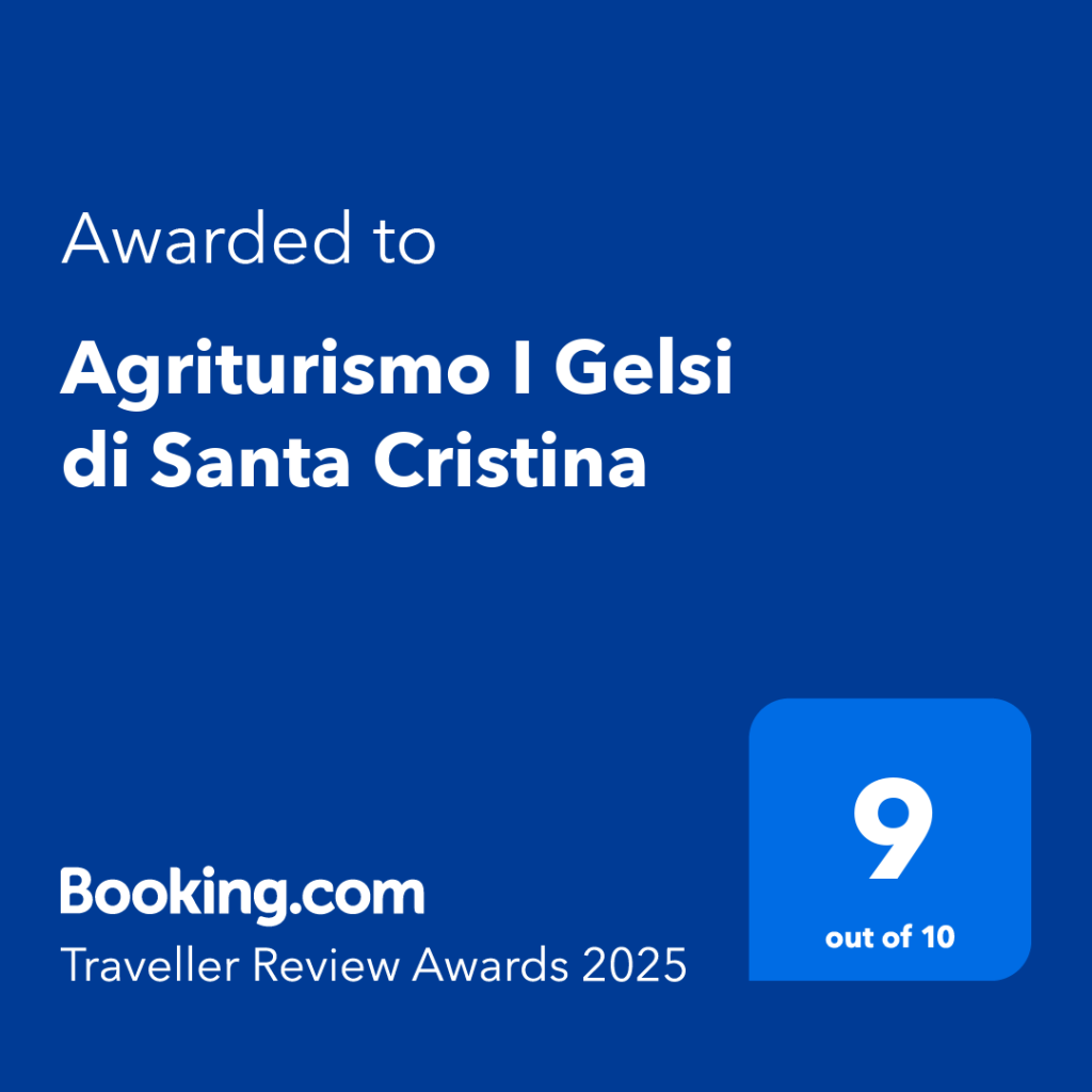 Badge di Booking.com conferito a i Gelsi di Santa Cristina con votazione di 9 su 10.